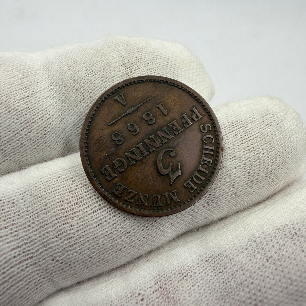 1868 Prussia (Germany) 3 Pfennig Copper Coin