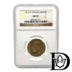 1912 Sweden 1 Krone Silver Coin NGC AU 55
