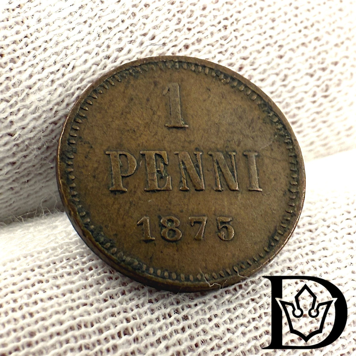 1875 Finland 1 Penni Copper Coin Alexander II