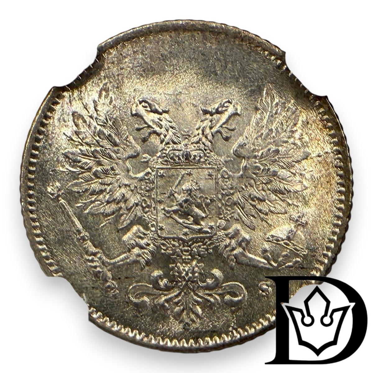 1917 S Finland 25 Penniä Silver Coin NGC MS 66