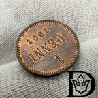 1901 Finland 1 Penni Copper Coin Nicholas II