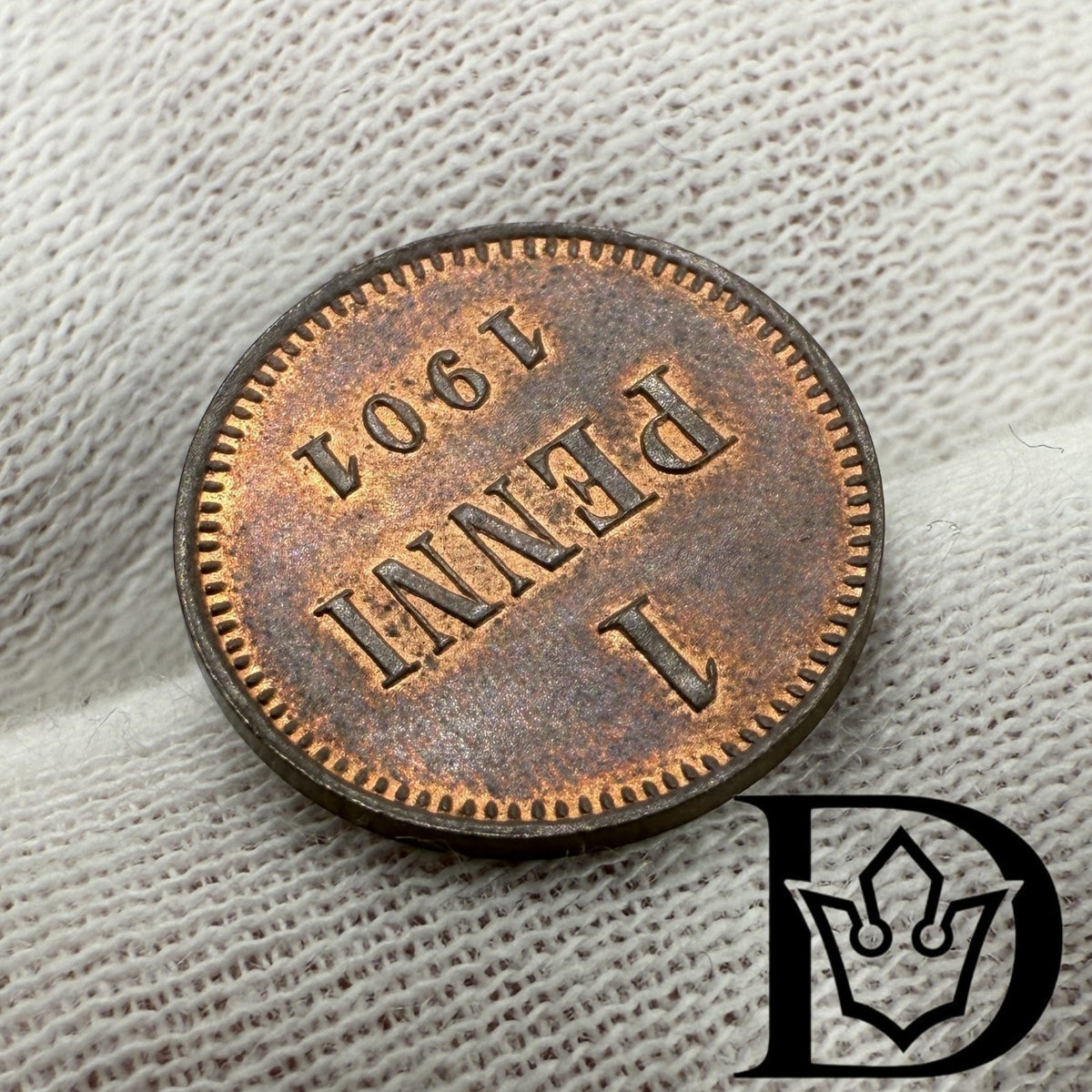 1901 Finland 1 Penni Copper Coin Nicholas II