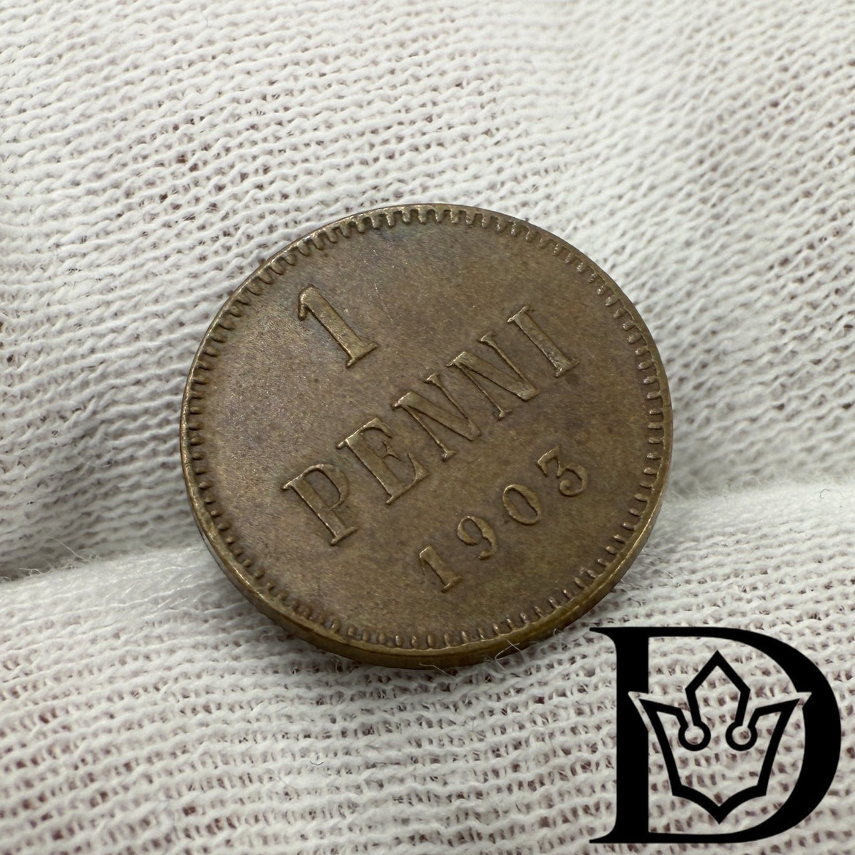 1903 Finland 1 Penni Copper Coin Nicholas II (Large 3)