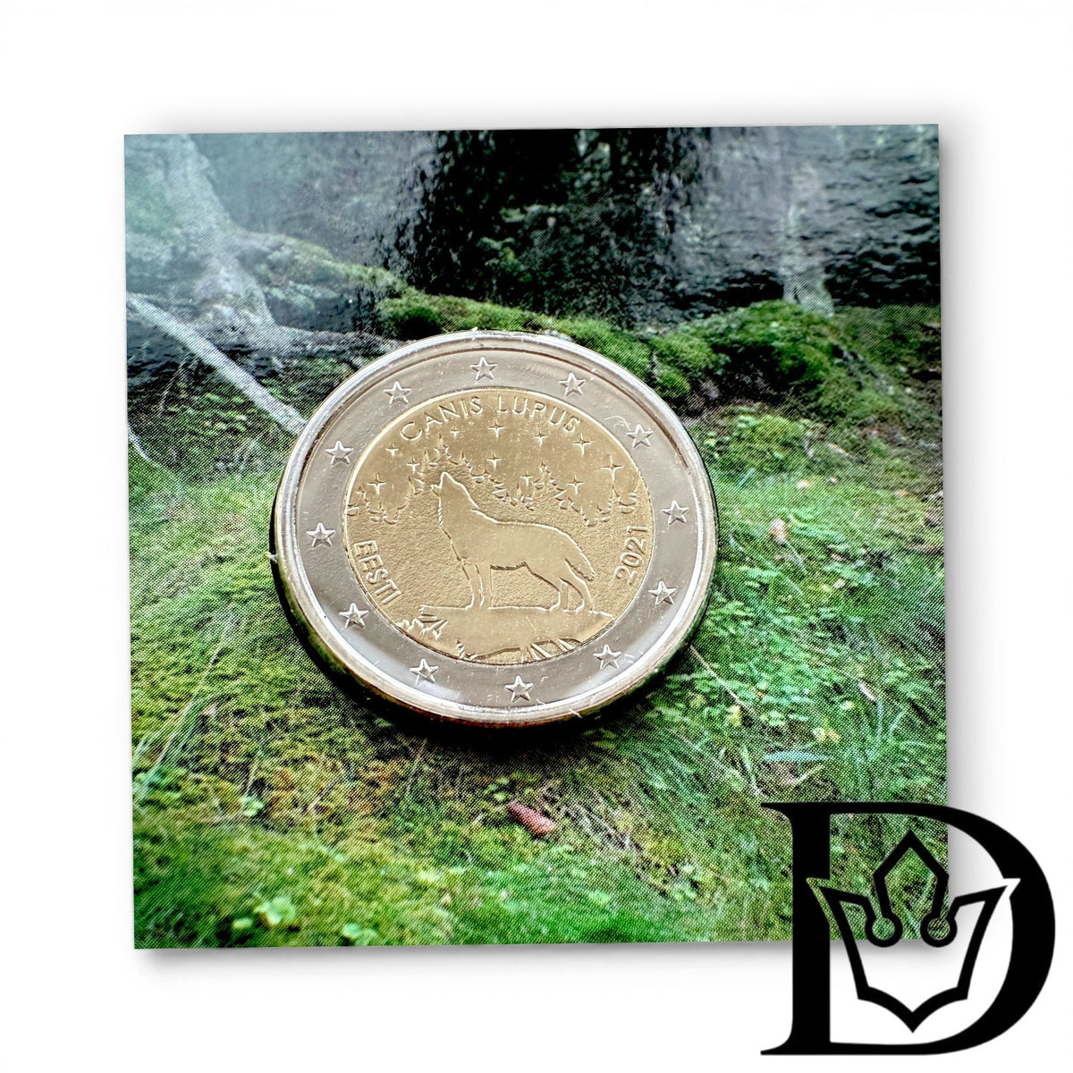 2021 Estonia 2 Euro BU Coincard National Animal Wolf
