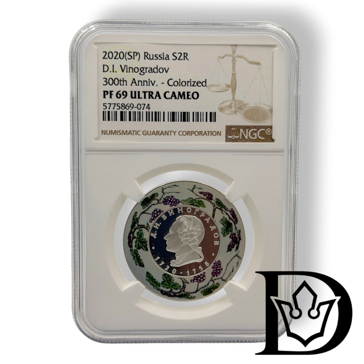 2020 Russia 2 Roubles Vinogradov 300th Anniversary Coin NGC PF 69 UC
