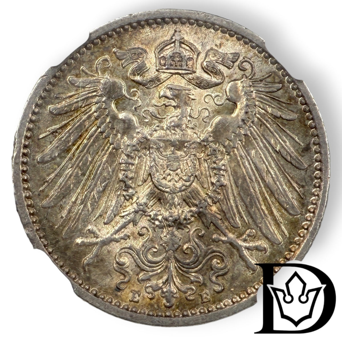 1914 E Germany (German Empire) 1 Mark Silver Coin NGC MS 64