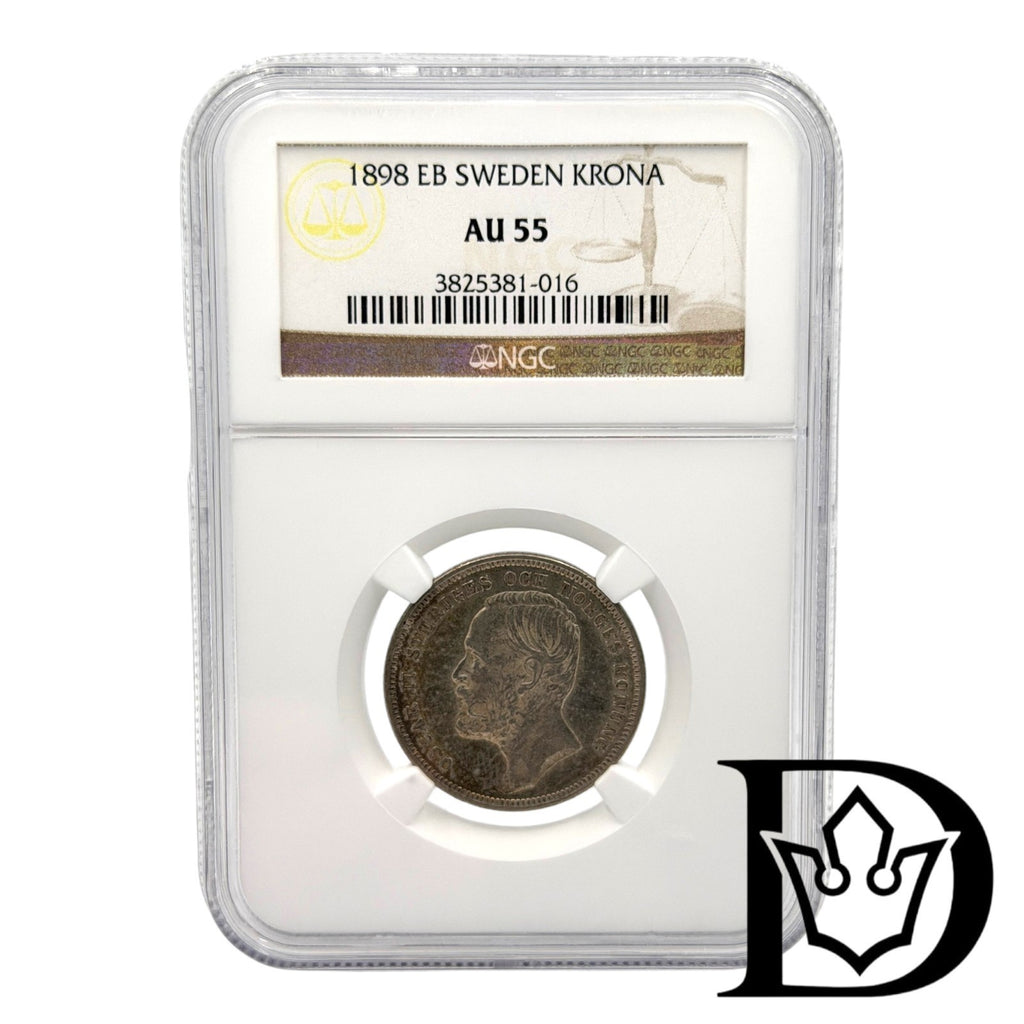 1 Krona Sweden Silver 1898 EB NGC AU 55