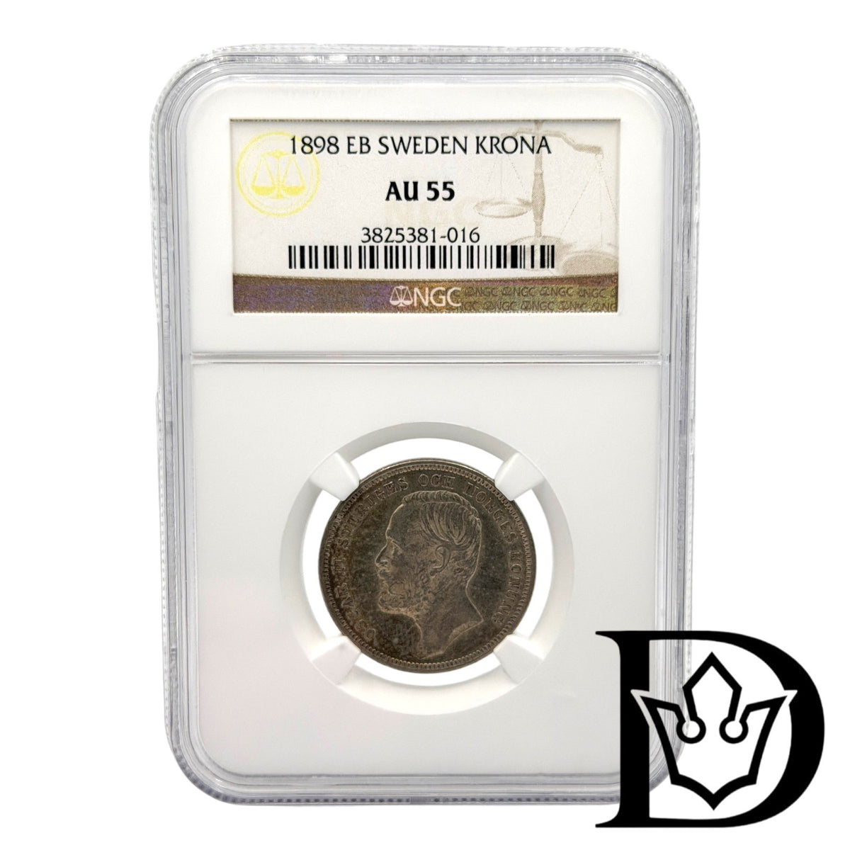 1 Krona Sweden Silver 1898 EB NGC AU 55