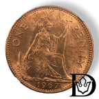 1967 Great Britain 1 Penny Bronze Coin NGC MS 63 RD