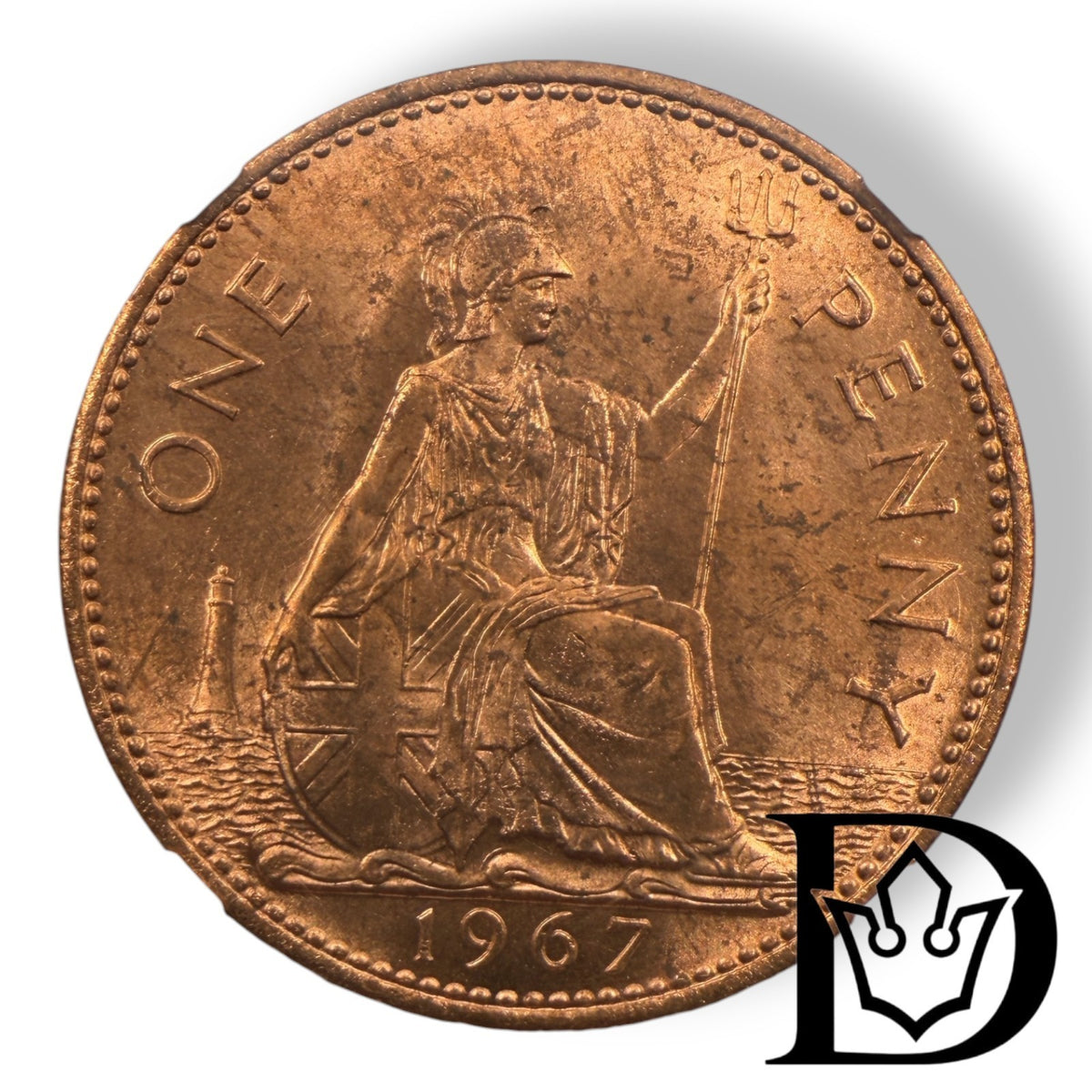1967 Great Britain 1 Penny Bronze Coin NGC MS 63 RD