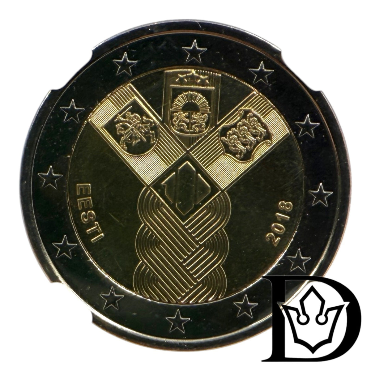 2018 Estonia 2 Euro Centenary of Independence Coin NGC MS 66 DPL