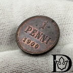 1900 Finland 1 Penni Copper Coin Nicholas II