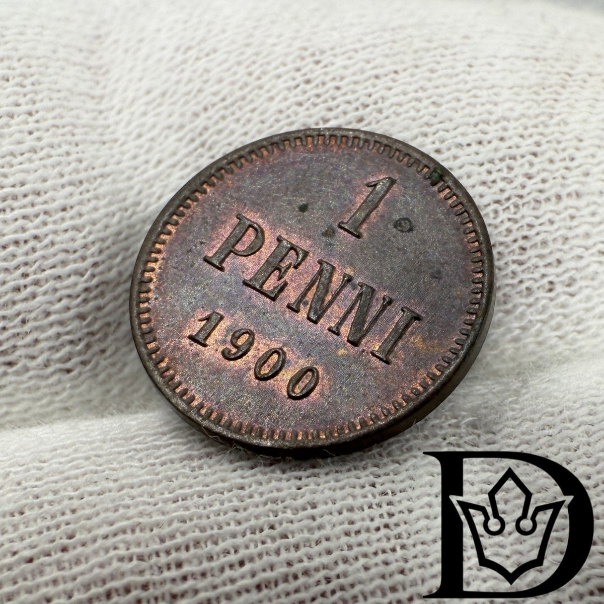 1900 Finland 1 Penni Copper Coin Nicholas II