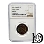 2021 Estonia 2 Euro Wolf Coin NGC MS 64