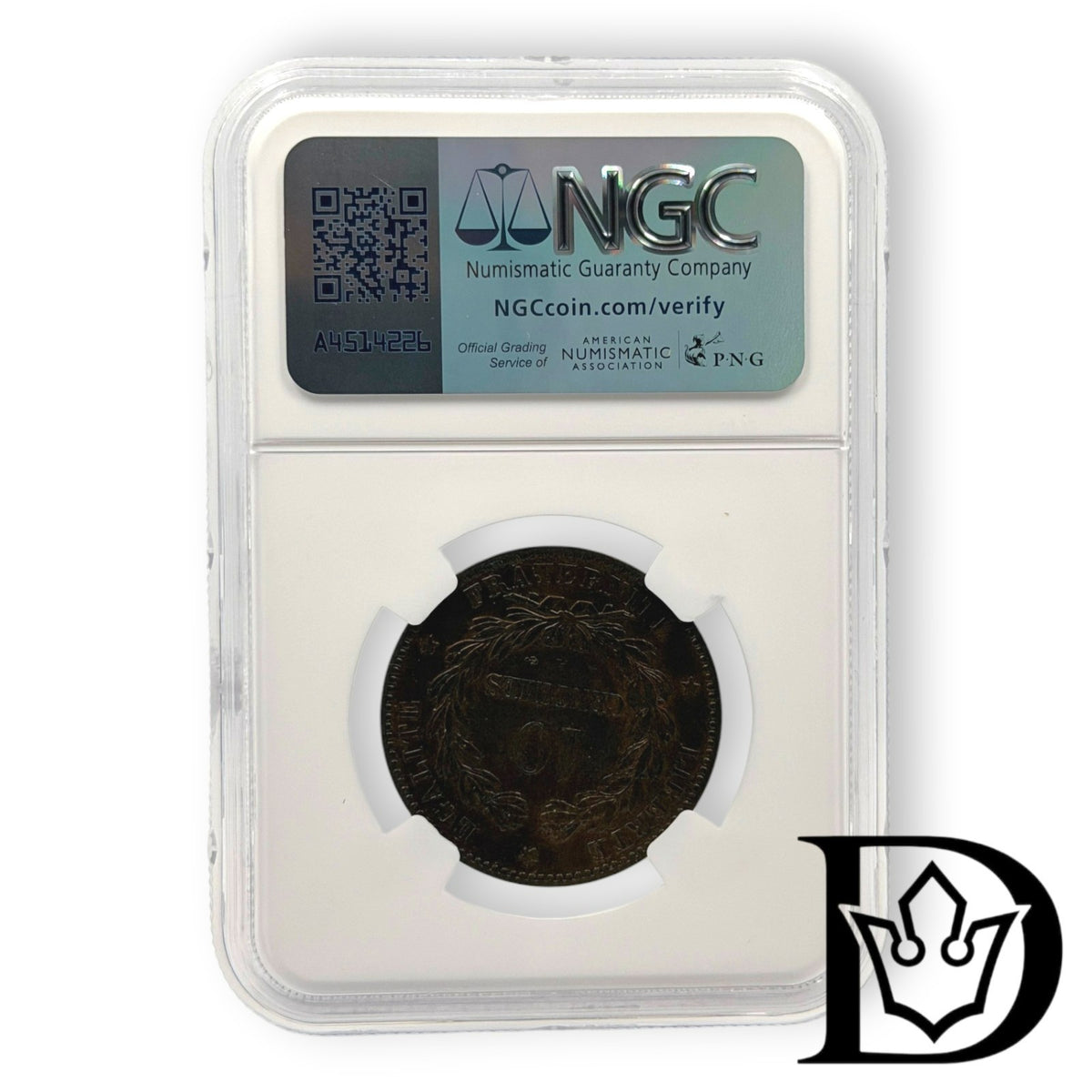 1872 A France 10 Centimes Cérès Bronze Coin NGC AU 58