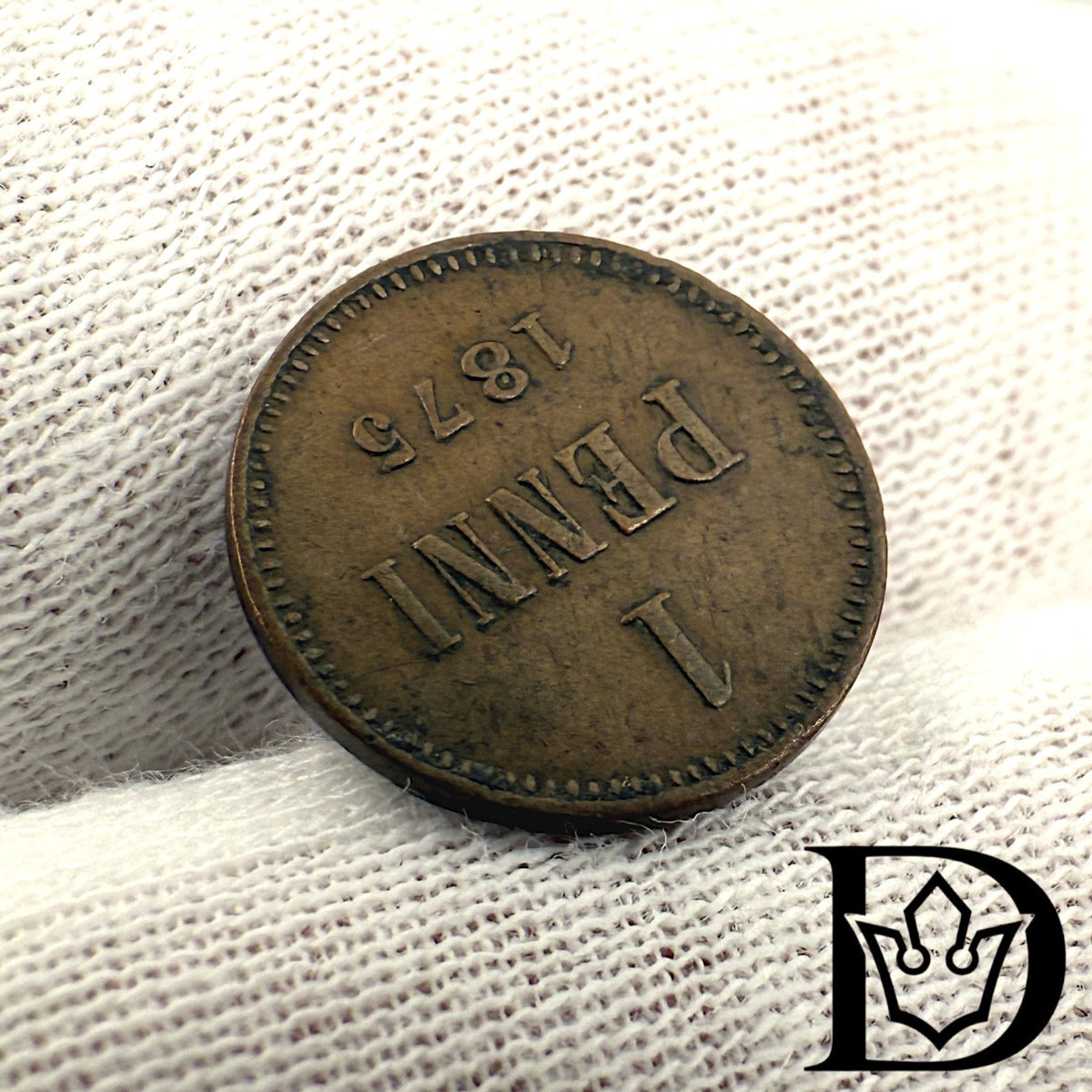 1875 Finland 1 Penni Copper Coin Alexander II