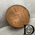 1893 Finland 1 Penni Copper Coin Alexander III