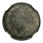 1915 S Finland 1 Markka Silver Coin NGC MS 64