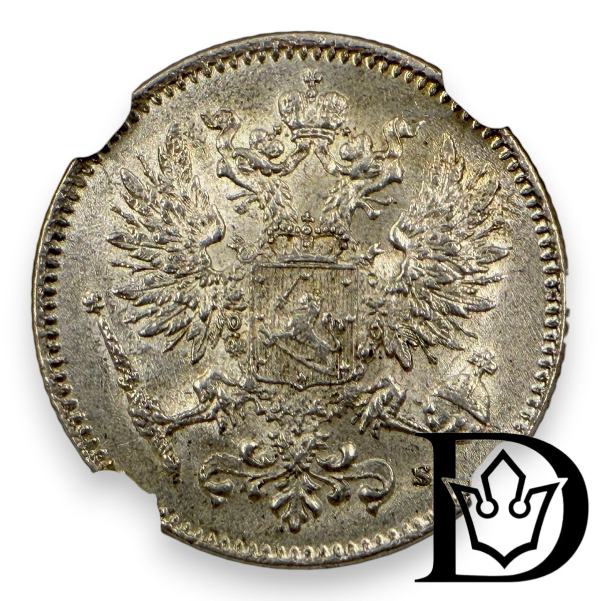 1917 S Finland 50 Penniä Silver Coin NGC MS 65
