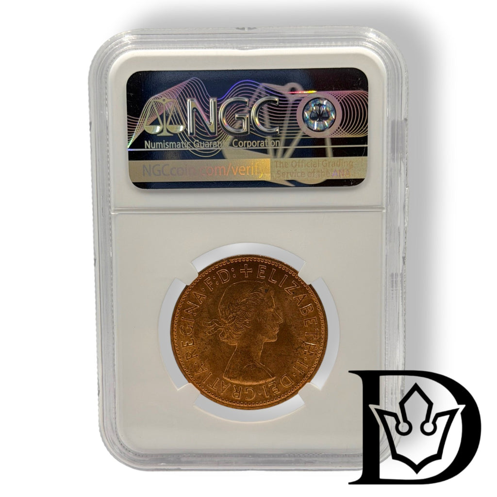 1967 Great Britain 1 Penny Bronze Coin NGC MS 63 RD