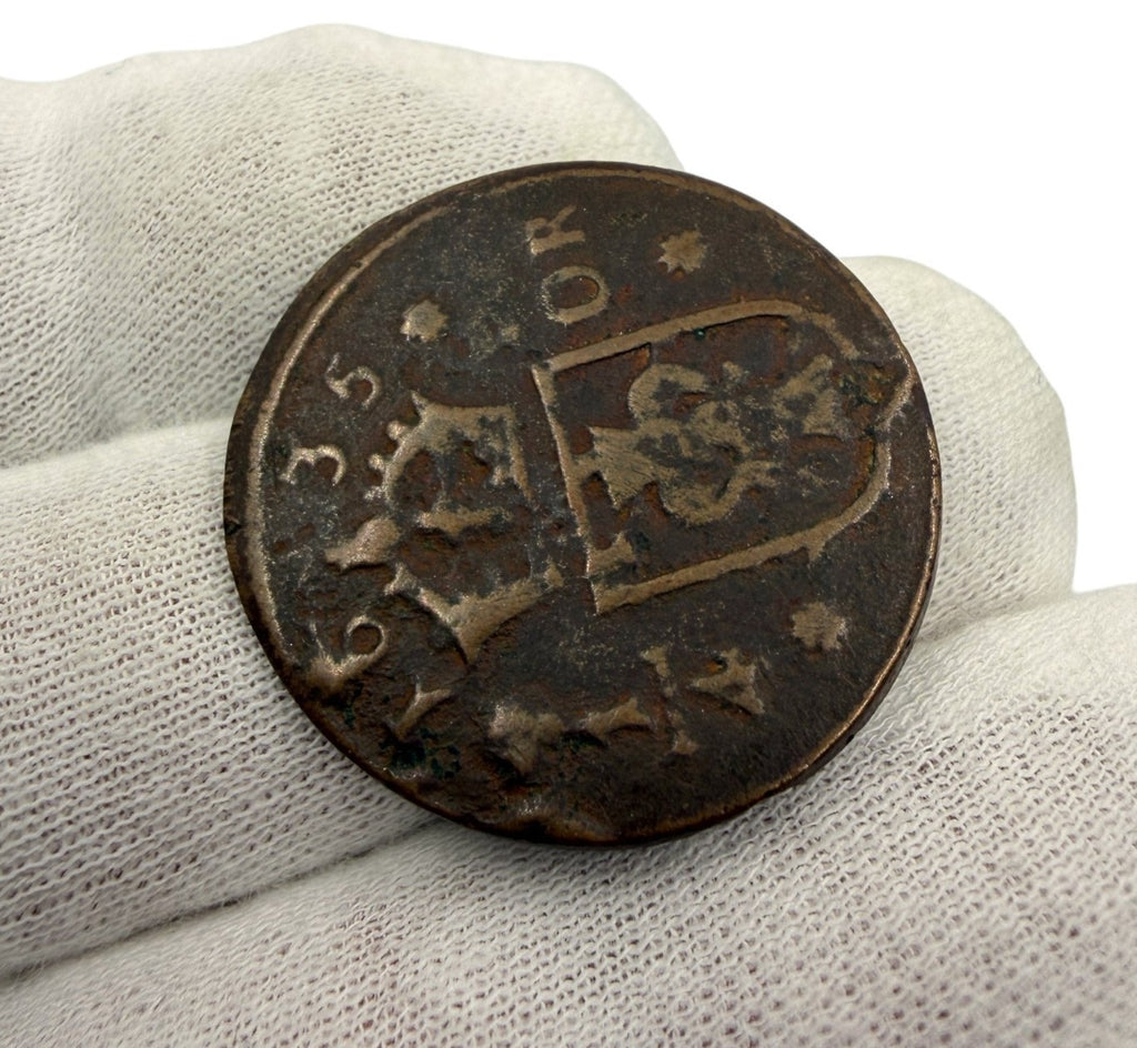 1635 Sweden 1/4 Öre Copper Coin Queen Christina