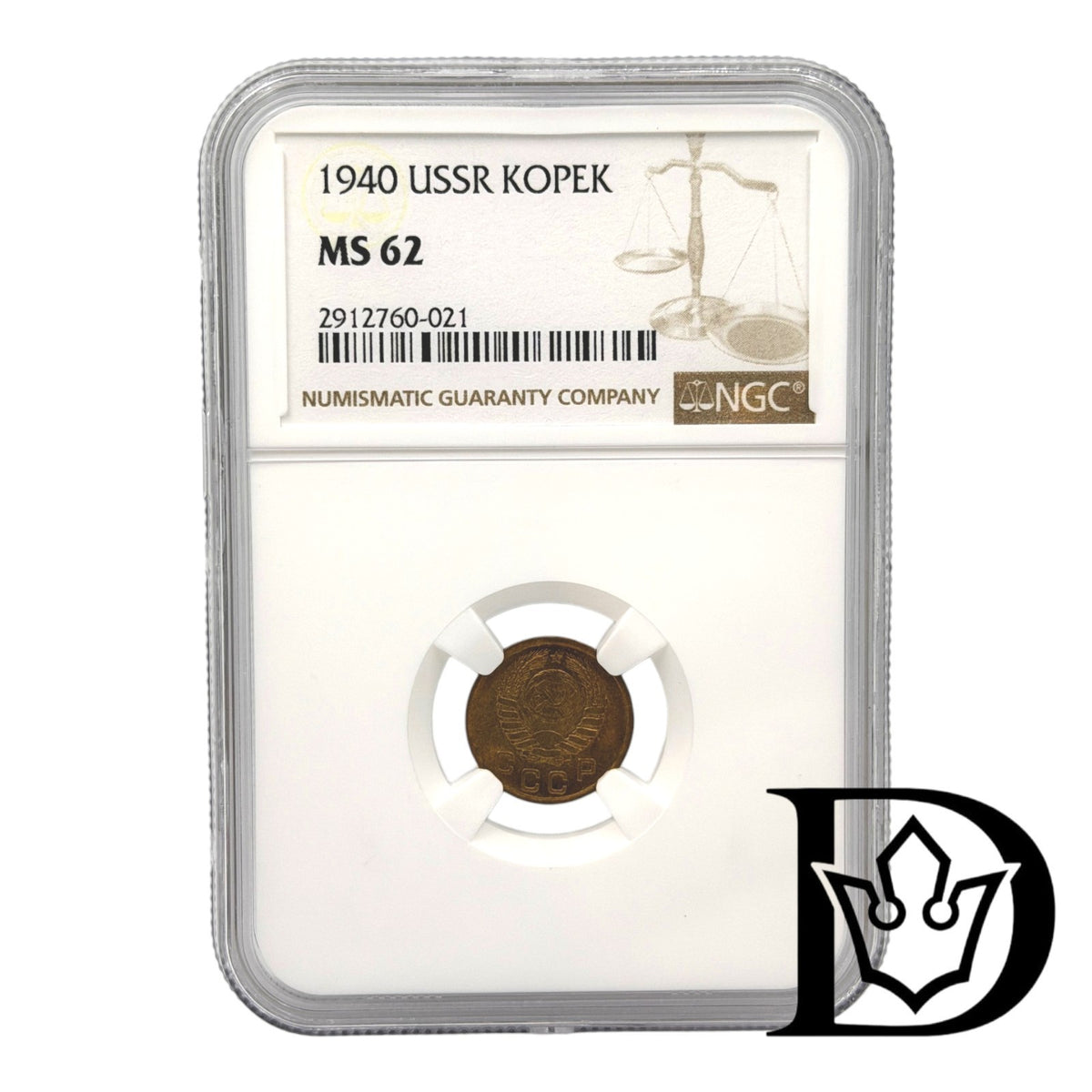 1940 Soviet Union (USSR) 1 Kopeck Aluminum-Bronze Coin NGC MS 62