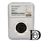 2021 Estonia 2 Euro Wolf Coin NGC MS 65