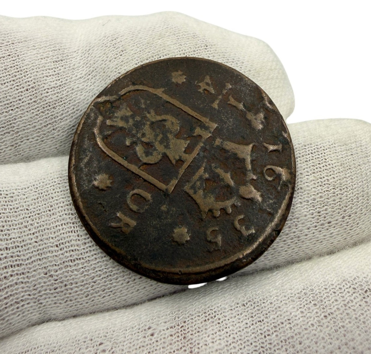 1635 Sweden 1/4 Öre Copper Coin Queen Christina