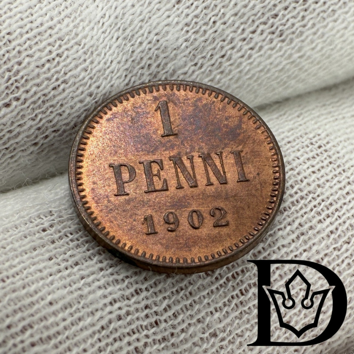 1902 Finland 1 Penni Copper Coin Nicholas II