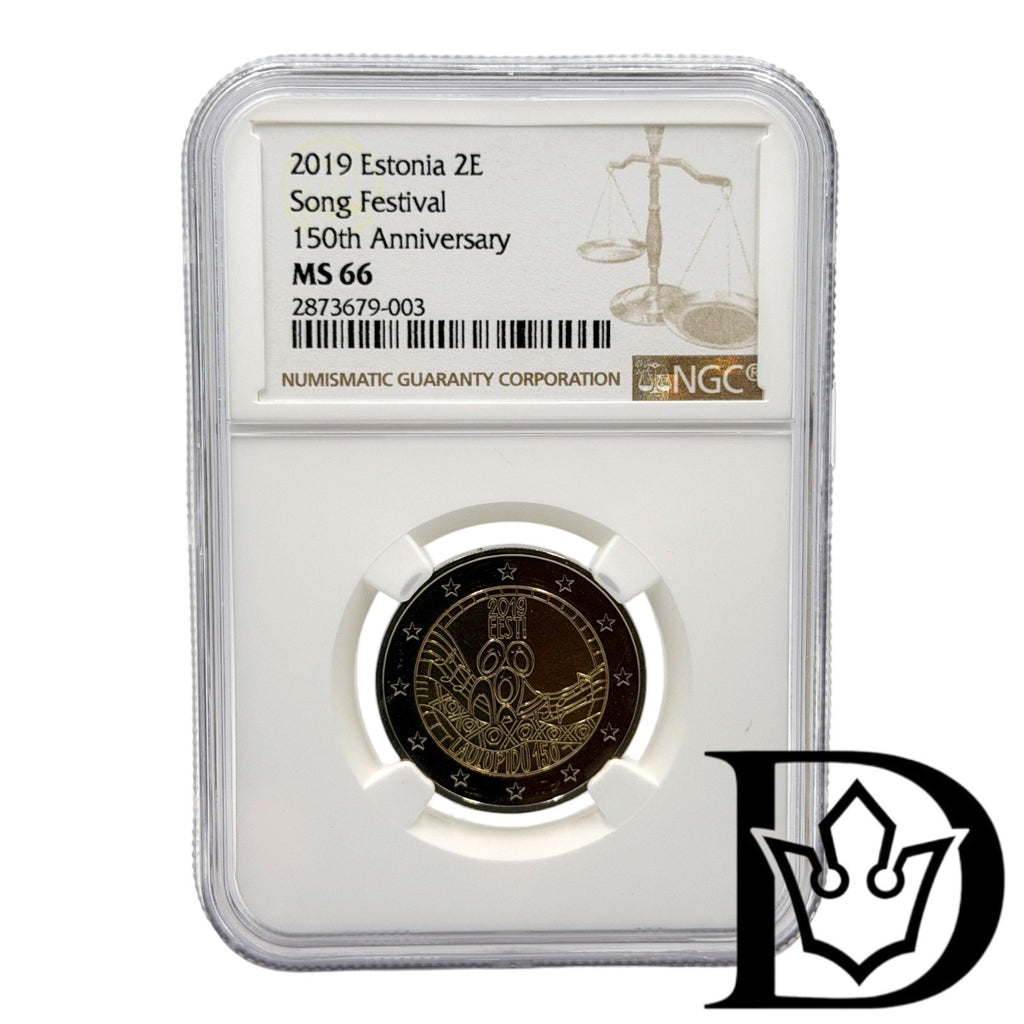 2019 Estonia 2 Euro Song Festival 150th Anniversary Coin NGC MS 66