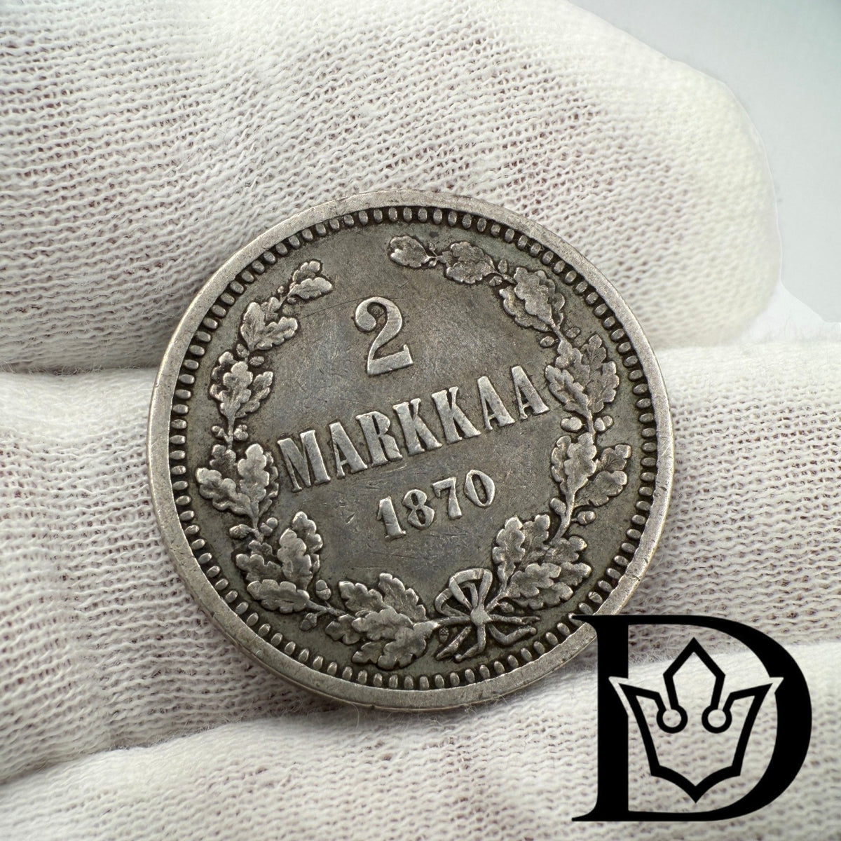 1870 Finland Russia Silver 2 Markkaa Aleksander II