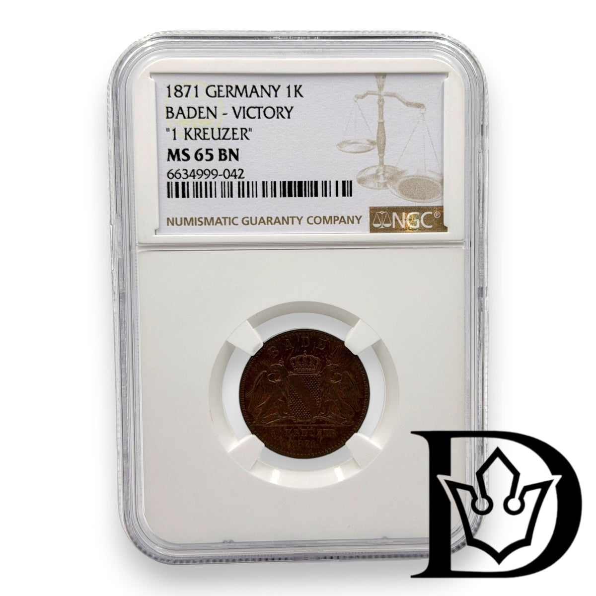 Münze Baden 1 Kreuzer 1871 Friedensfeier NGC MS 65 BN