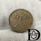 1875 Finland 1 Penni Copper Coin Alexander II