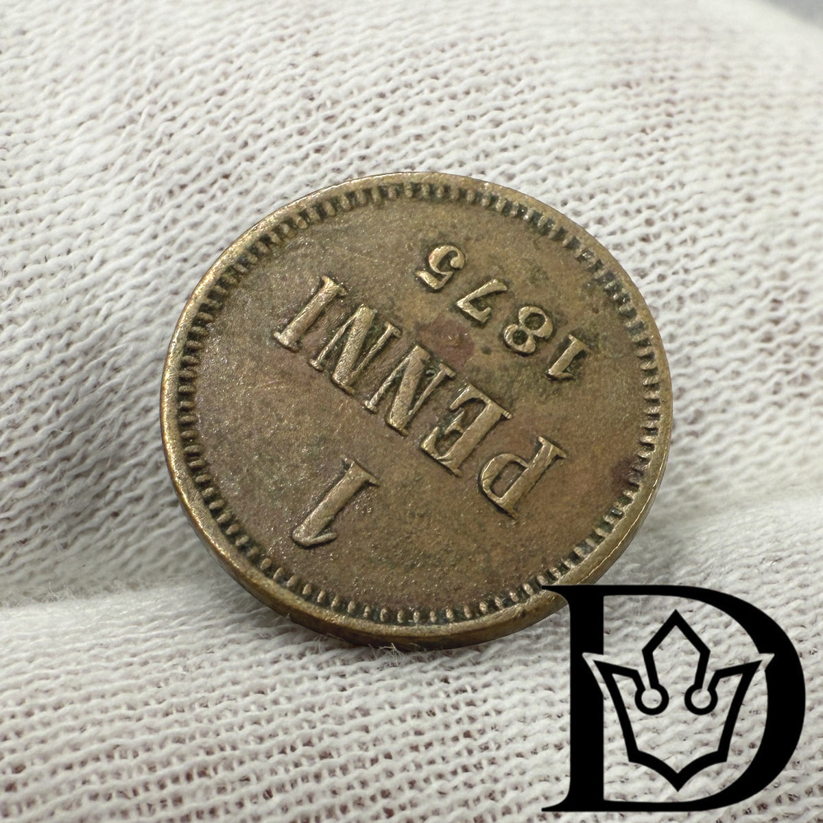 1875 Finland 1 Penni Copper Coin Alexander II