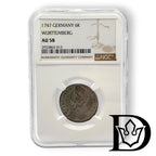 1747 Württemberg 6 Kreuzer NGC AU 58 Karl Eugen