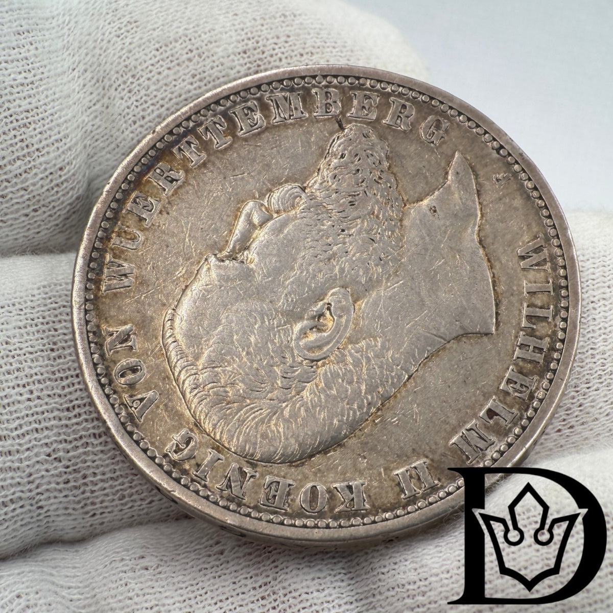 1904 F Württemberg (Germany) 5 Mark Silver Coin Wilhelm II