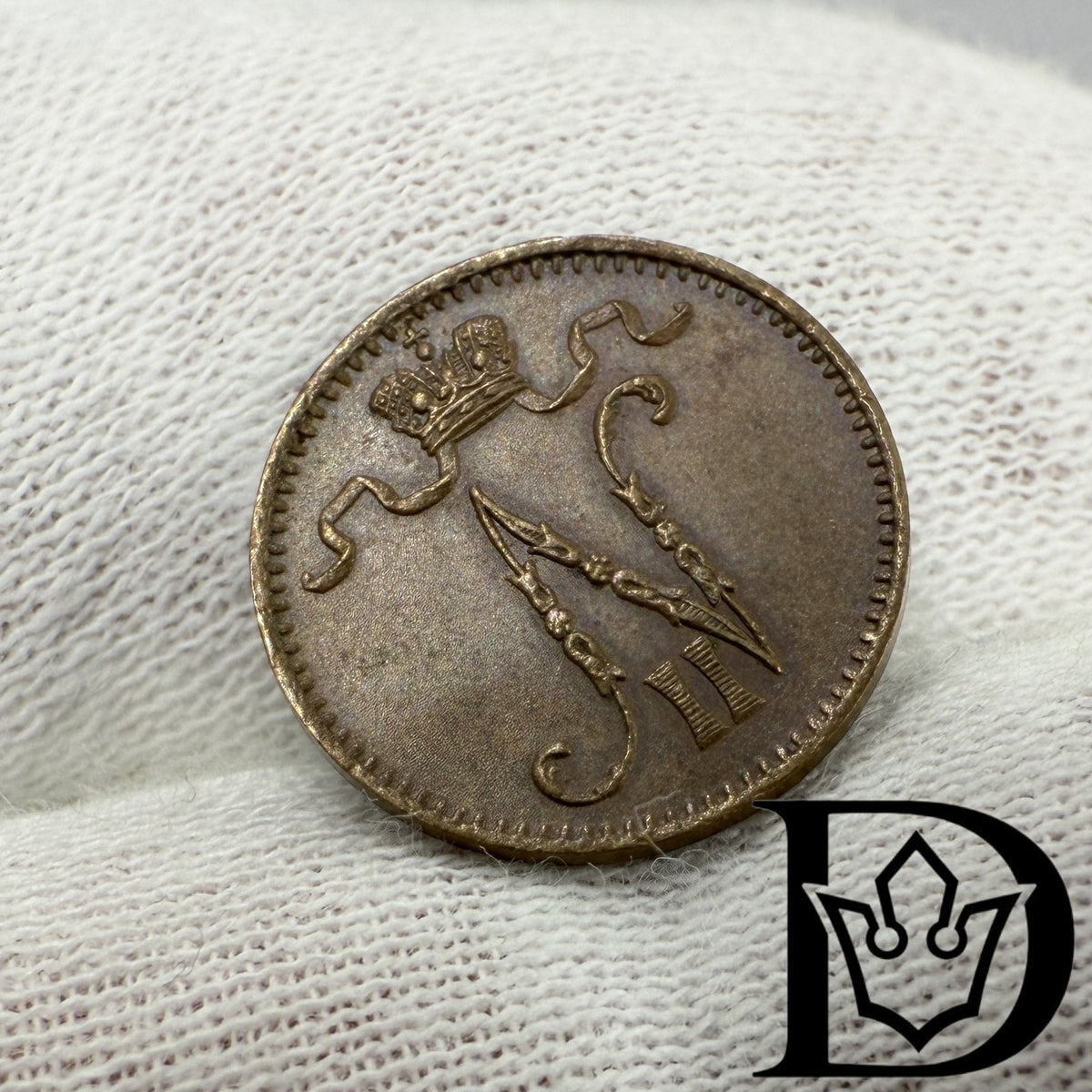 1903 Finland 1 Penni Copper Coin Nicholas II (Large 3)