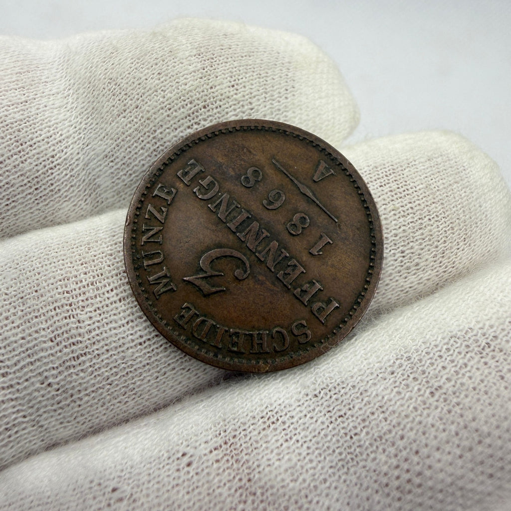 1868 Prussia (Germany) 3 Pfennig Copper Coin