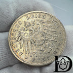 1904 F Württemberg (Germany) 5 Mark Silver Coin Wilhelm II