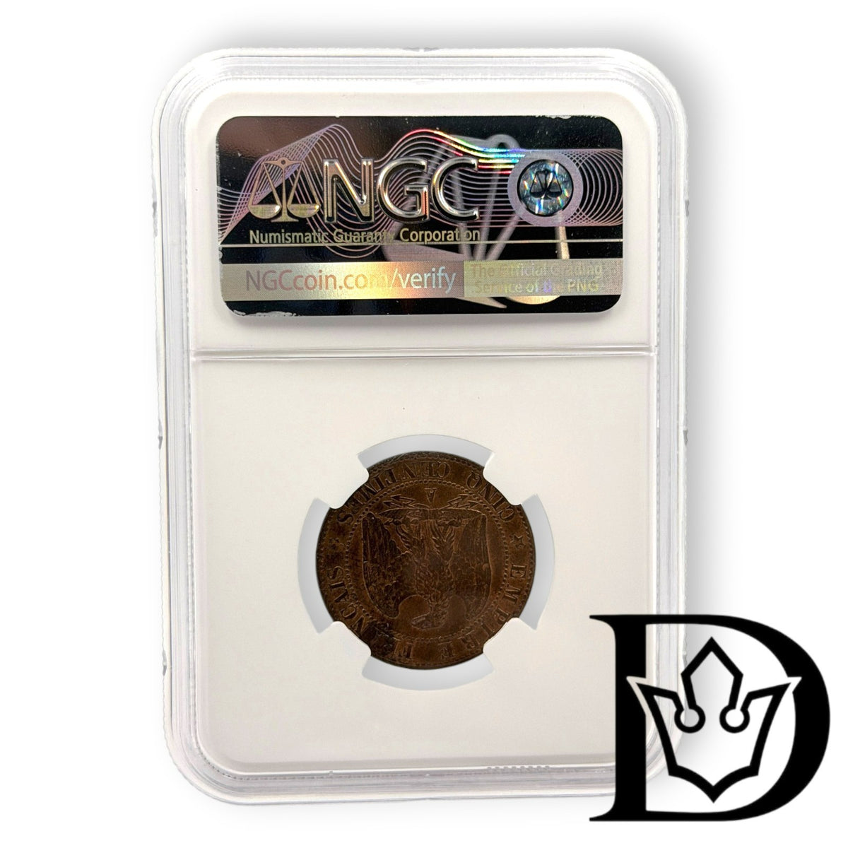 1855 A France 5 Centimes Bronze Coin NGC MS 62