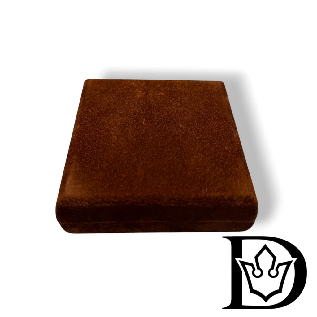 Closed velvet case of the Vatican Mint, back view