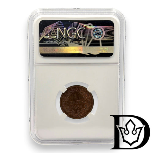 1 Kreuzer 1865 Baden NGC MS 66 BN Top - Pop! ONLY ONE !